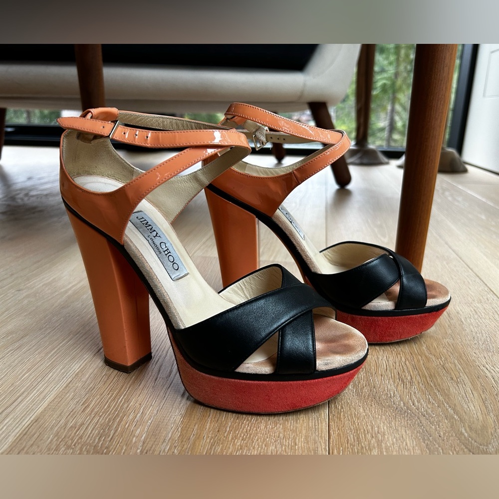 Jimmy Choo platform sandals peach pink ombré 38